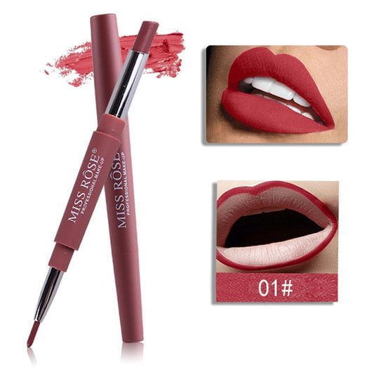 12 PC / 12 Colors Double Opening Lipstick Waterproof Lipstick Lasting Lip Makeup Matte Lip Liner Beauty Tools